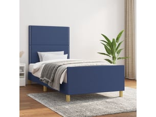 Lit adulte, lit simple, cadre de lit sans matelas bleu 100x200cm tissu cf12064