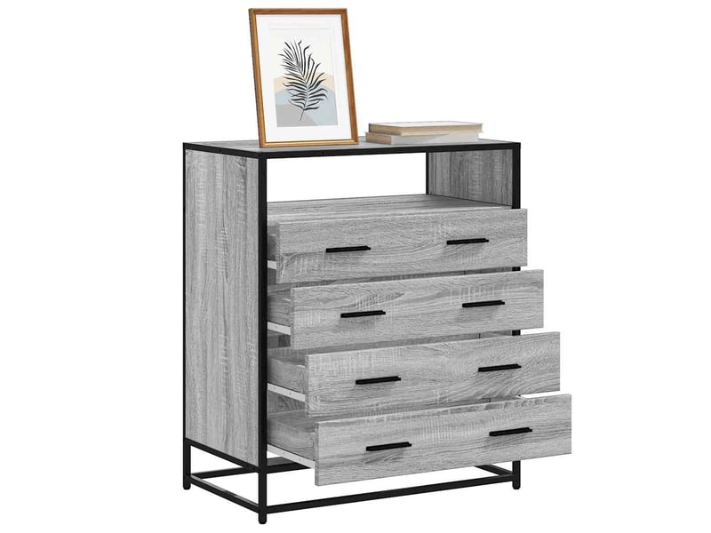  Commode, armoire à tiroirs bureau sonoma gris 70x41x83,5 cm bois d'ingénierie  - Conforama B