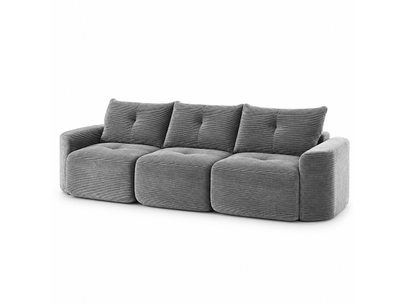  Canapé modulable 3 places 279 x 100 x 84 cm style wabi-sabi avec module 1 place amovible, relief côtelé et formes arrondies, velours côtelé, gris OMNIGLINT TRADING LTD - Conforama A