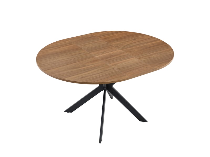  Table à manger extensible moderne, mdf effet noyer, structure métal, piètement tripode stable  - Conforama E