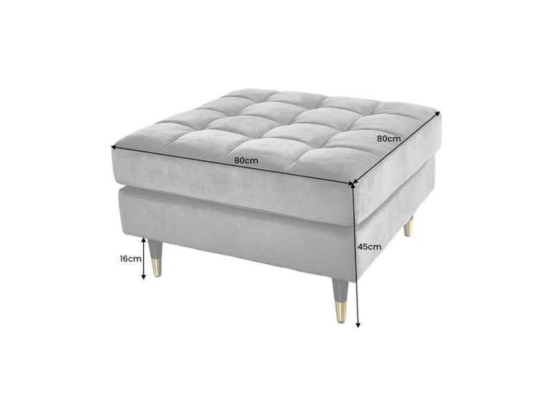  Canapé d'angle réversible koliri bleu – canapé design en velours capitonné avec pouf assorti  - Conforama D