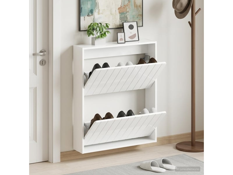  Meuble à chaussures mural, armoire à chaussures zwolle 71x17x86 cm shl5102  - Conforama B