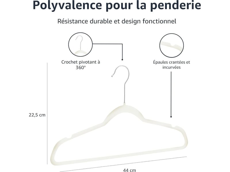  50 cintres en velours pour costumes ivoire  - Conforama C
