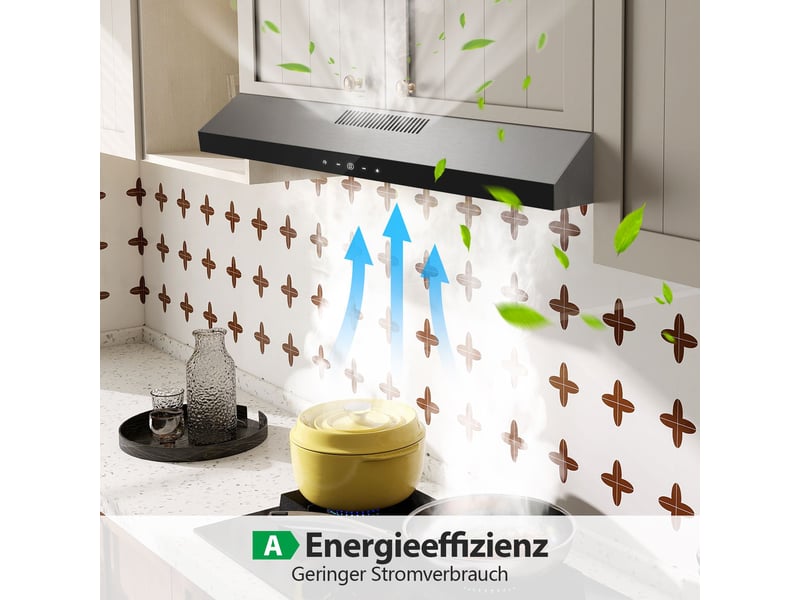  Hotte aspirante 90 cm sous meuble, recyclage et évacuation, éclairage led, 3 vitesses, débit 201 m³h, finition inox  - Conforama E
