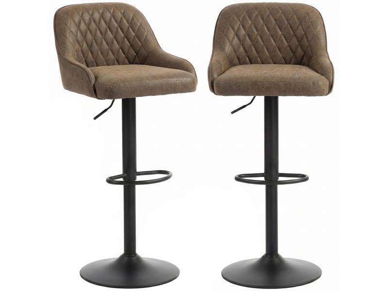  Lot de 2 tabourets de bar, tabourets hauts cuisine avec siège pivotant et hauteur réglable, marron foncé  - Conforama A