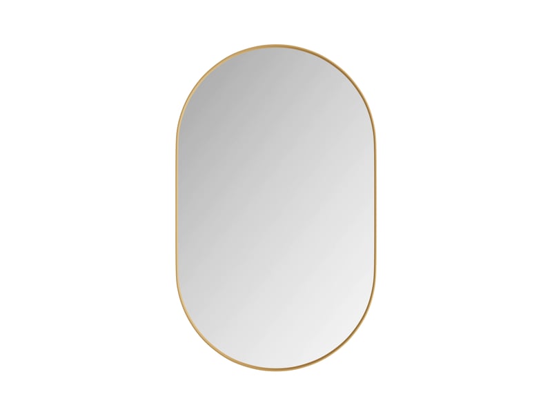  Armoire miroir murale ovale dorée, cadre métal, étagères réglables, encastrable  - Conforama A