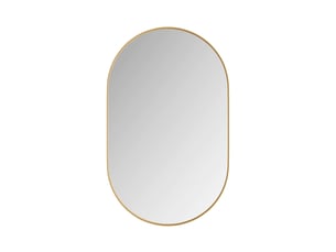 Armoire miroir murale ovale dorée, cadre métal, étagères réglables, encastrable