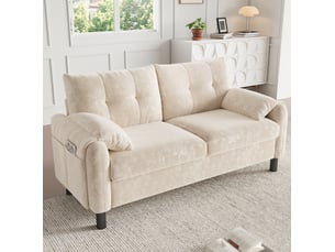 Canapé droit fixe MAISENTIEL 2 places Polyester beige