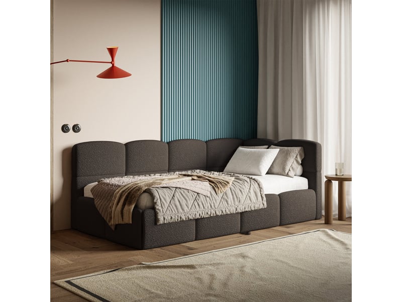  Selsey cloudy - lit rembourré - 170x185 cm - bouclé marron - côté droit Cloudy - Conforama C