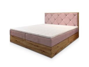 Lit avec rangement 180x200 cm <strong>MASSENO</strong> <strong></strong> coloris rose