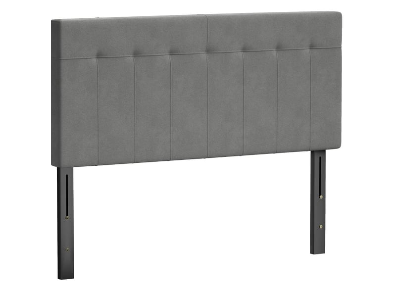  Tête de lit réglable 140 x 10 x 106 à 126 cm grise, tissu aspect velours, pieds métal pour lit 135 ou 140 cm  - Conforama A
