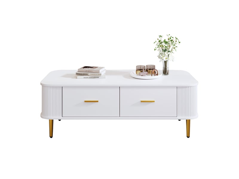  Table basse rectangulaire blanc avec 4 tiroirs - 51x105 cm mdf table basse blanc - Conforama A