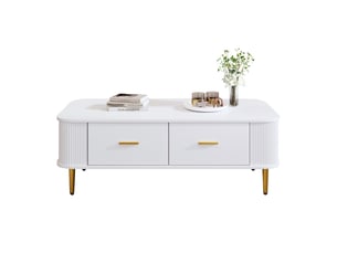 Table basse rectangulaire coloris blanc <strong>MERAX</strong> <strong>table basse blanc</strong> - 51 cmx105 cm