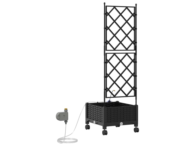 Jardinière - porte-plante de jardin avec irrigation et roues noir pp - Conforama D