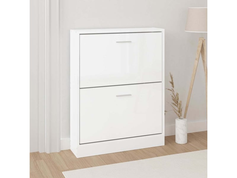  Meuble à chaussure | armoire à chaussure blanc brillant 59x17x81 cm bois ingénierie  - Conforama B