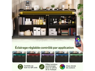 Buffet 4 porte(s) <strong></strong> <strong></strong> - 160 cm coloris noir