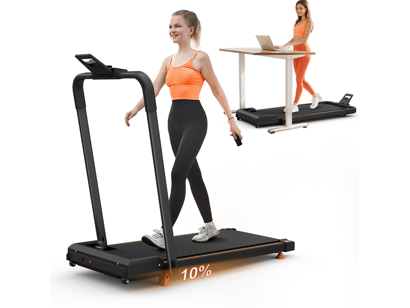  Tapis de course pliable 112,5x50x93,5 cm noir en acier, 3 en 1 marche, jogging et travail sous bureau  - Conforama B