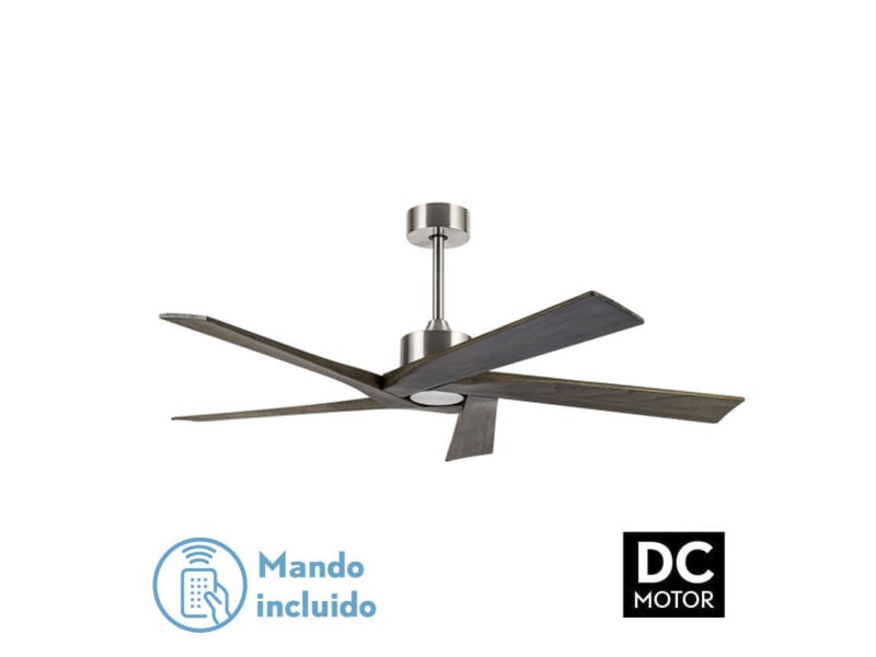  Ventilateur de plafond fabrilamp nadir dc nickelrustique 5 pales 142,2 cm 6 vitesses sans éclairage télécommande 159190528 - Conforama C