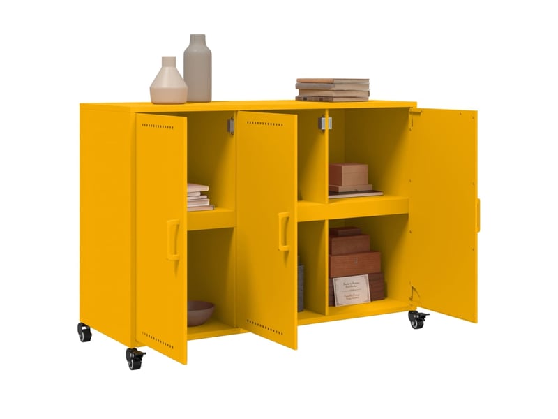  Buffet - bahut - meuble de rangement jaune moutarde 100,5x39x72 cm acier  - Conforama E