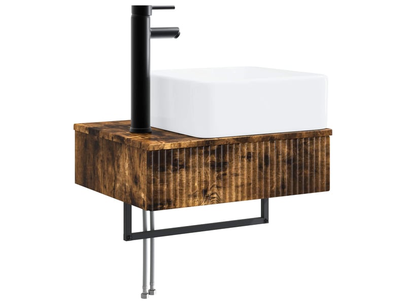  Basin de lavage mural, lavabo chêne fumé 50x41x39 cm  - Conforama A