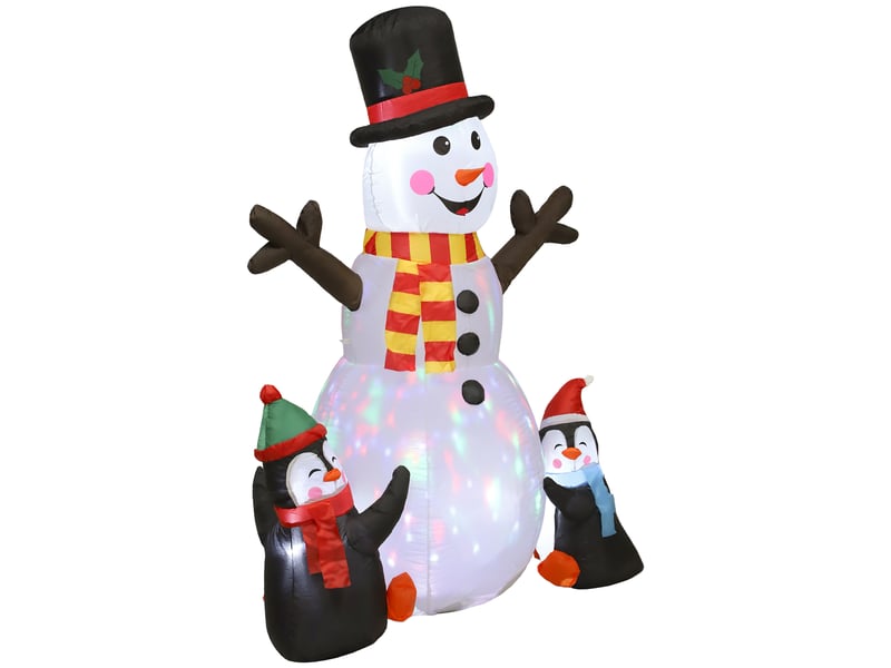 Bonhomme de neige et pingouins gonflable de noël de 180 cm avec lumières led, décoration de noël intérieur et extérieur  - Conforama B