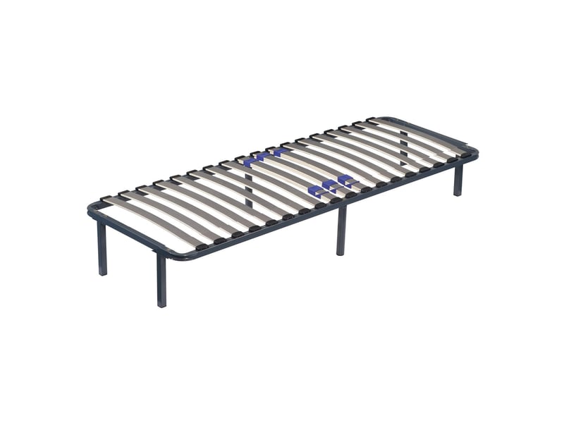 Marion - sommier noir cadre a lattes renforcé et soutien réglable + pieds 70x190 x 29 cm en metal - montage rapide et facile - epaisseur du metal +- 1,2 mm 17 lattes en 9mm CADRE A LATTE MARION - Conforama A