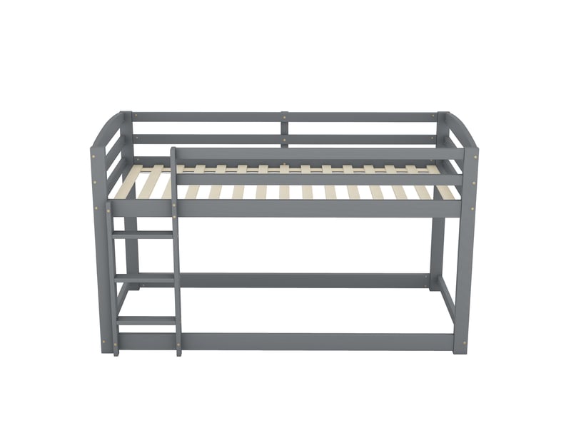 Lit superposé enfant 90x200 cm avec sommier - lit simple cadre en pin - gris (sans matelas)  - Conforama F