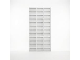 Meuble de rangement pour cd, jusqu’à 1116 cd, 528 dvd, en mdf, blanc, étagères réglables sur 3 niveaux, fixation murale incluse, charge maximale totale recommandée de 50 kg