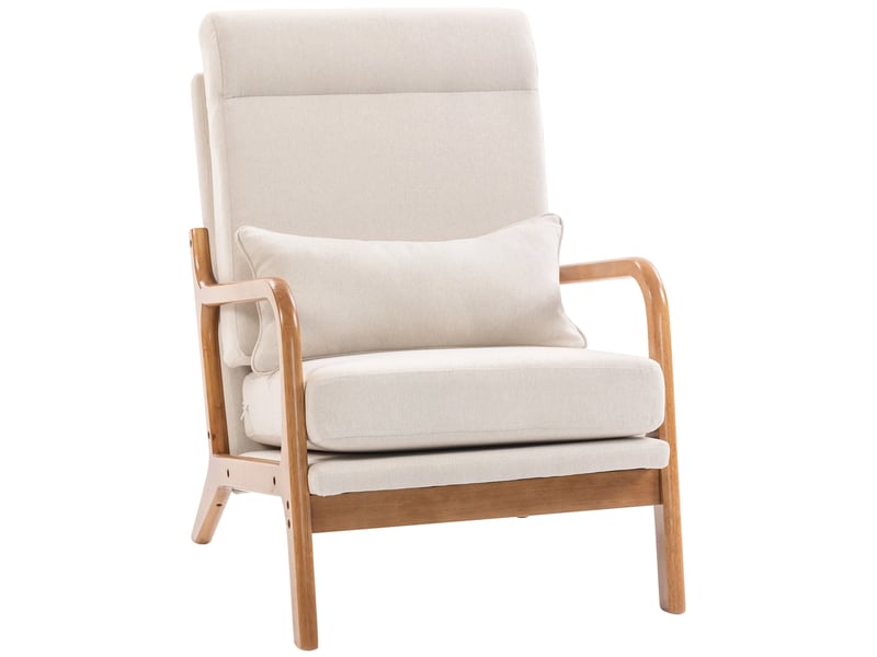  Fauteuil de salon crème avec dossier haut et coussin lombaire  - Conforama A