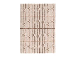 Tapis enfant shaggy scandinave crème rose, 80 x 150 cm