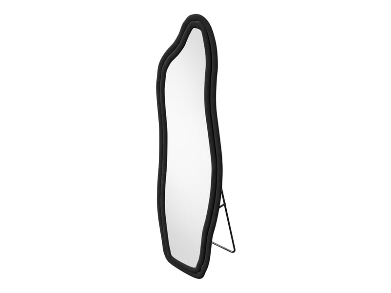  Grand miroir sur pied - 140x45cm - miroir cadre en velours irrégulier ondulé, mural &amp; autoportant - noir  - Conforama A
