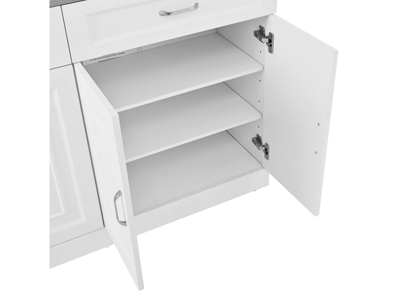  Buffet 4 portes et 2 tiroirs avec étagères réglables pour salle à manger 120×35×80,5 cm blanc et bois  - Conforama D