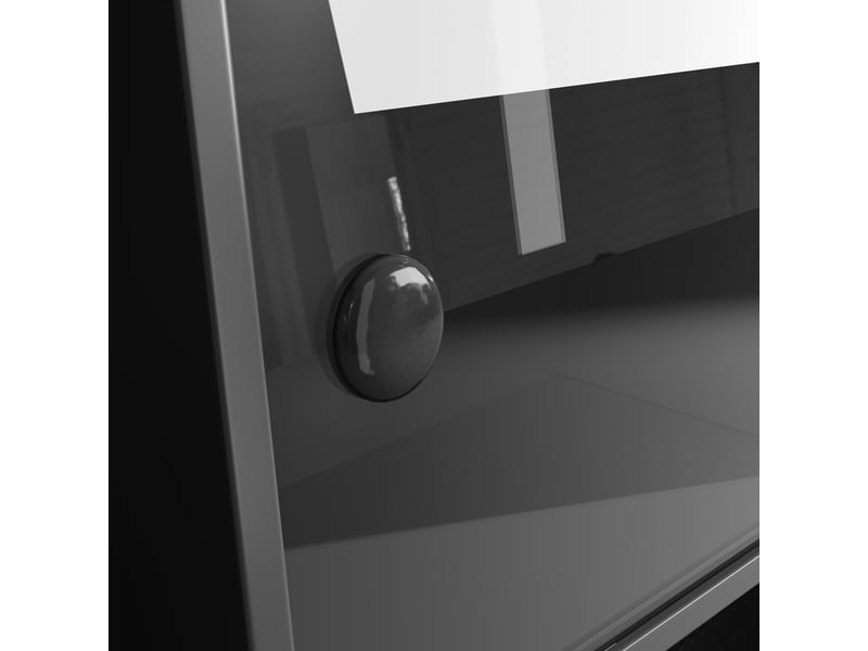 Buffet de cuisine noir 145x171 cm, meuble haut portes coulissantes en verre et mdf, rangement élégant  - Conforama E