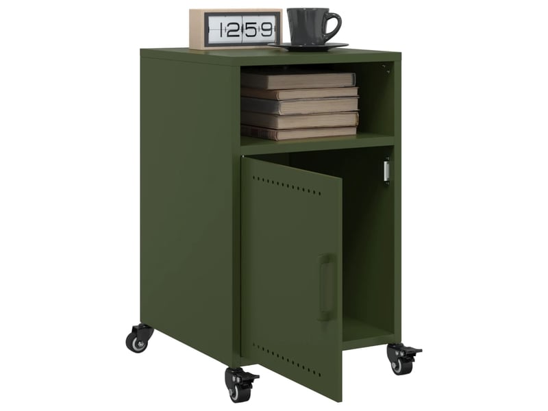  Lot de 2 tables de chevet - cabinet de chevet - table de nuit vert olive 36x39x59 cm acier  - Conforama C