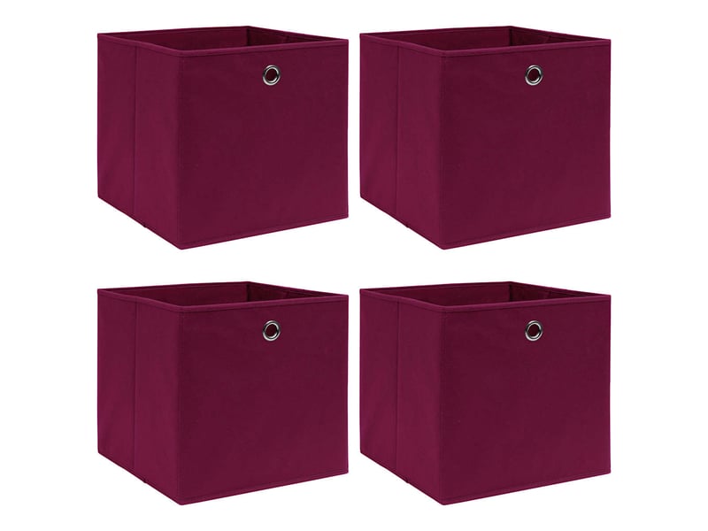  Boîtes de rangement 4 pcs rouge foncé 32x32x32 cm tissu shl34811  - Conforama B