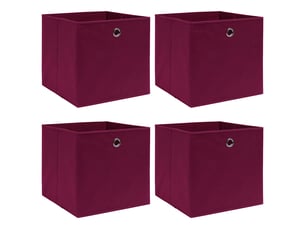 Boîtes de rangement 4 pcs rouge foncé 32x32x32 cm tissu shl34811