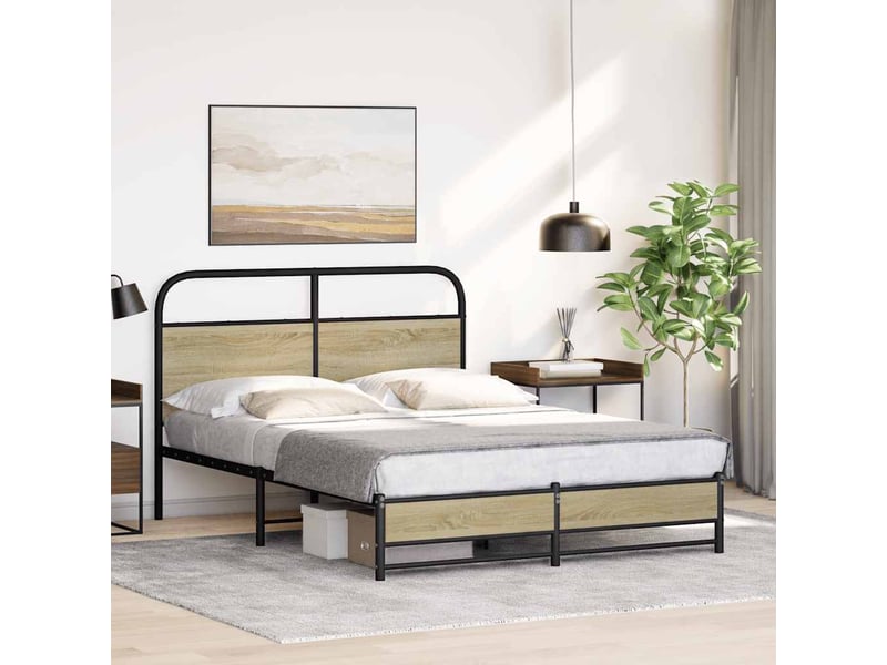  Lit double- lit adulte -  cadre de lit sans matelas 140x200 cm chêne sonoma  - Conforama C