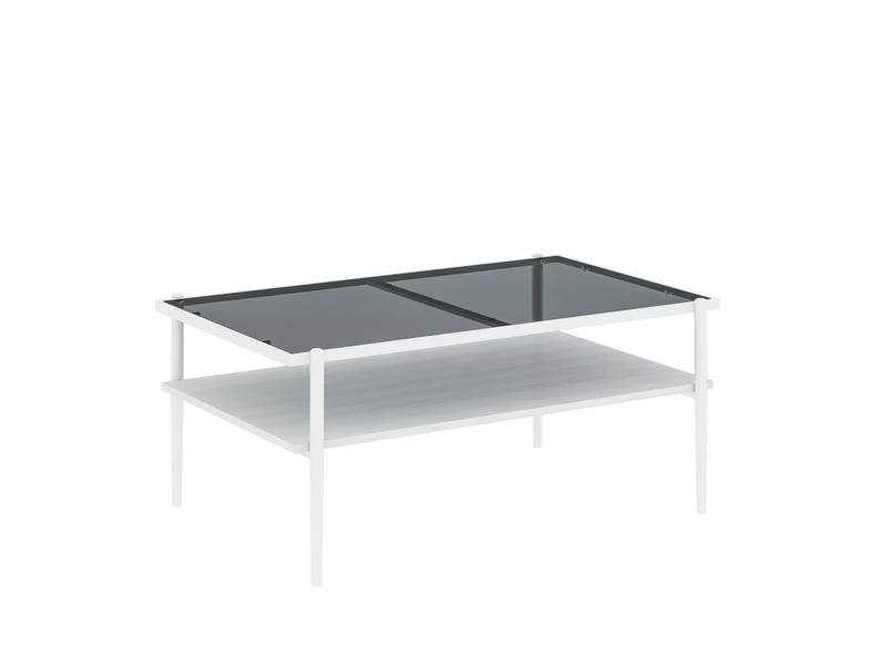  Table basse rectangulaire 97.5 x 61.5 cm en verre trempé gris et blanc  - Conforama W