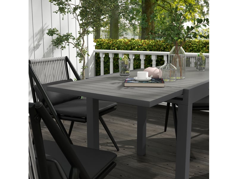  Table de jardin ulevr extensible 81 à 162 cm, 6 personnes, en aluminium gris, pour balcon et terrasse  - Conforama E