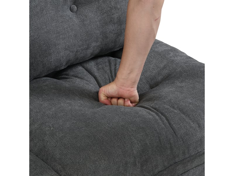  Canapé modulable 4 places en tissu chenille gris antique avec coffre de rangement et fonction couchage, design nuage, 274x76x87cm  - Conforama R