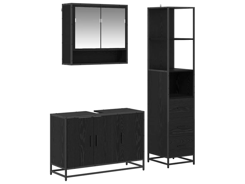  Ensemble de mobilier de salle de bain 3 pc chêne noir cf64348  - Conforama A