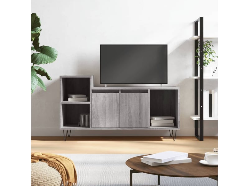  Meuble tv - banc tv - meuble de rangement sonoma gris 100x35x55 cm bois d'ingénierie  - Conforama B