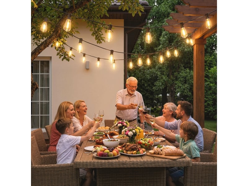  Guirlande lumineuse led,meulva,18 m,50 ampoules raccordable ip44,plastique,noir  - Conforama B
