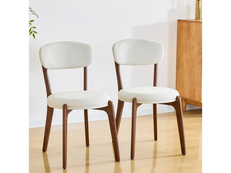  Lot de 2 chaises de salle à manger,48,5x55,5x84 cm,tissu de lin,blanc  - Conforama B