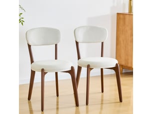 Lot de 2 chaises de salle à manger,48,5x55,5x84 cm,tissu de lin,blanc