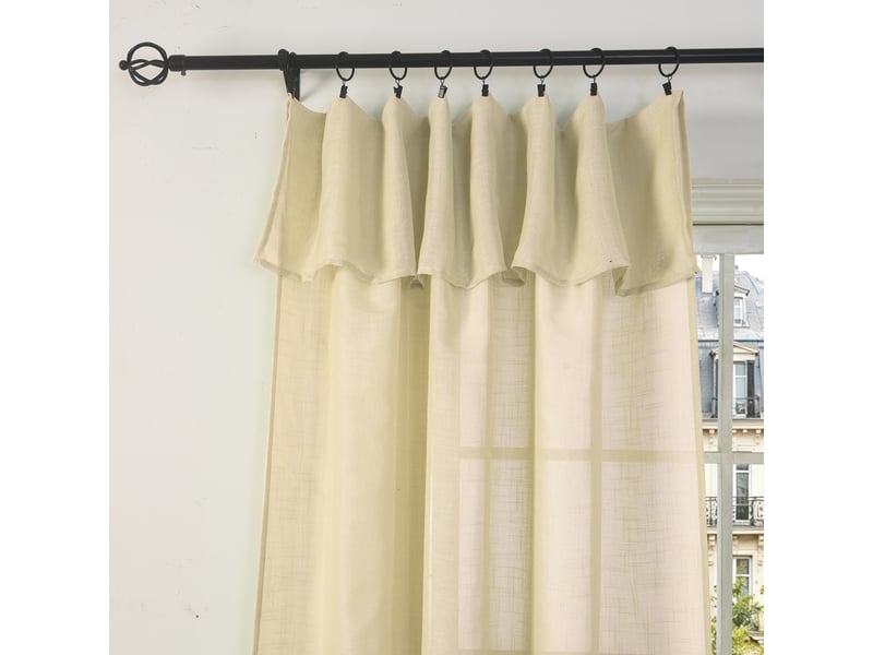 Rideau ajustable 140 x 270 cm + 8 anneaux pinces effet lin evasion sable CP-EVASION-SABLE - Conforama E