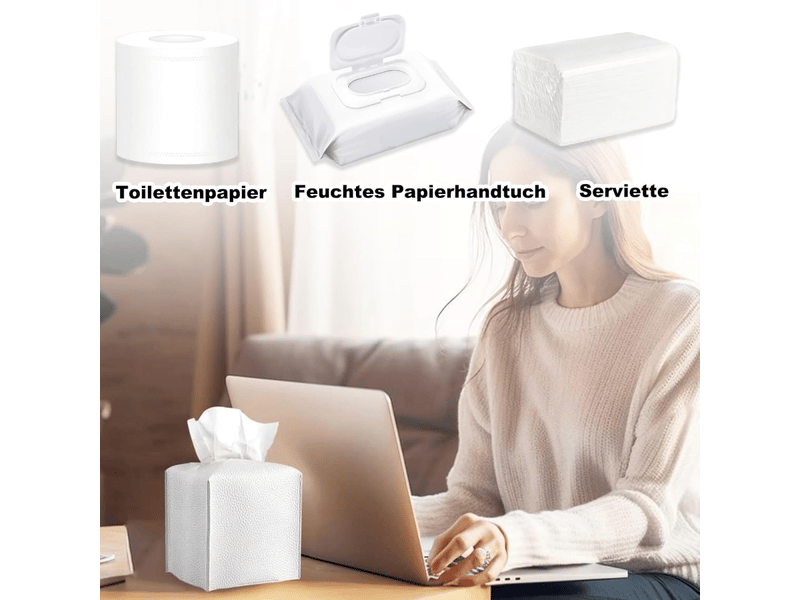  Une boîte à mouchoirs carrée blanche en similicuir adaptée à la salle de bain, à la table de chevet, au bureau  - Conforama E