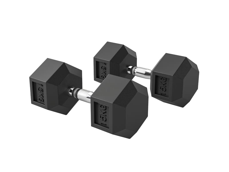  Haltères à poignée moletée, haltères en fonte, 2 x 15 kg, haltères pour hommes et femmes  - Conforama B