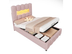 Lit coffre 90x200 cm REDOM coloris rose