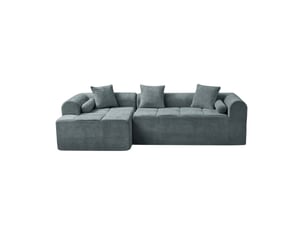 Canapé d'angle compressé gauche fixe <strong>MODENVIE</strong> <strong></strong> 4 places Tissu bleu